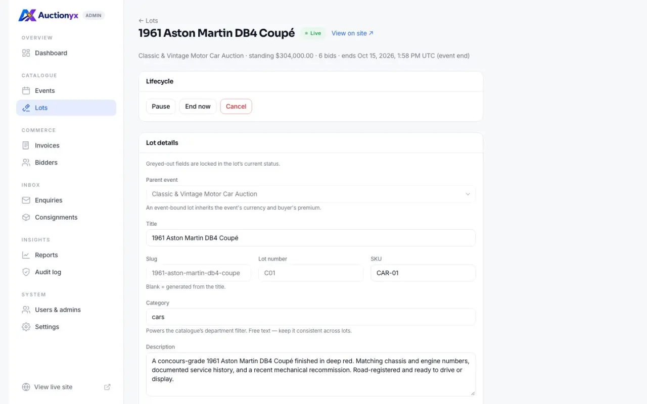 Editing a lot in the admin dashboard